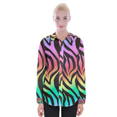 Rainbow Zebra Stripes Womens Long Sleeve Shirt