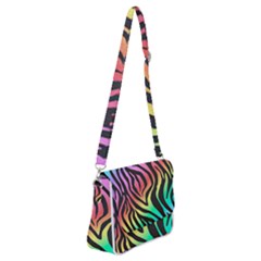 Rainbow Zebra Stripes Shoulder Bag With Back Zipper by nate14shop