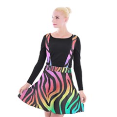 Rainbow Zebra Stripes Suspender Skater Skirt by nate14shop