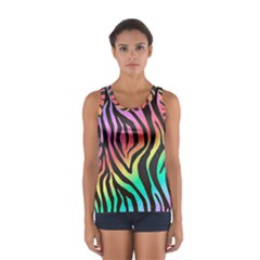 Rainbow Zebra Stripes Sport Tank Top  by nate14shop