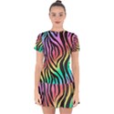 Rainbow Zebra Stripes Drop Hem Mini Chiffon Dress View1