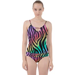 Rainbow Zebra Stripes Cut Out Top Tankini Set