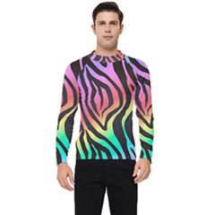 Rainbow Zebra Stripes Men s Long Sleeve Rash Guard