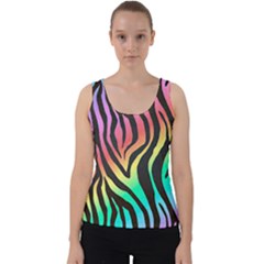 Rainbow Zebra Stripes Velvet Tank Top