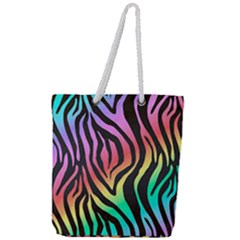 Rainbow Zebra Stripes Full Print Rope Handle Tote (Large)