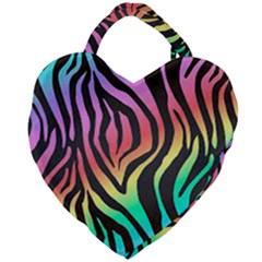 Rainbow Zebra Stripes Giant Heart Shaped Tote