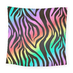Rainbow Zebra Stripes Square Tapestry (large) by nate14shop