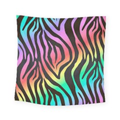 Rainbow Zebra Stripes Square Tapestry (small) by nate14shop