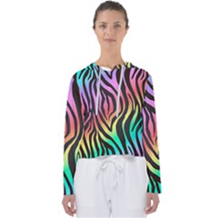 Rainbow Zebra Stripes Women s Slouchy Sweat