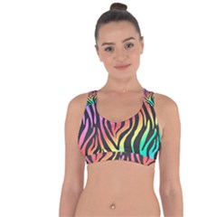 Rainbow Zebra Stripes Cross String Back Sports Bra by nate14shop