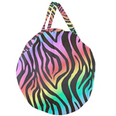 Rainbow Zebra Stripes Giant Round Zipper Tote by nate14shop