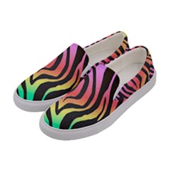 Rainbow Zebra Stripes Women s Canvas Slip Ons by nate14shop