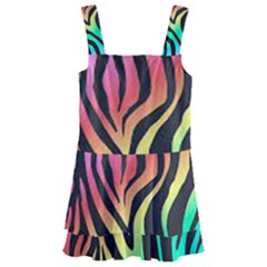 Rainbow Zebra Stripes Kids  Layered Skirt Swimsuit