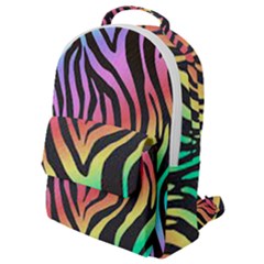 Rainbow Zebra Stripes Flap Pocket Backpack (Small)