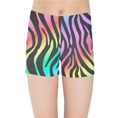 Rainbow Zebra Stripes Kids  Sports Shorts by nate14shop