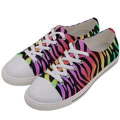 Rainbow Zebra Stripes Women s Low Top Canvas Sneakers by nate14shop