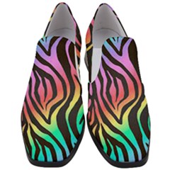 Rainbow Zebra Stripes Women Slip On Heel Loafers