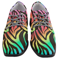 Rainbow Zebra Stripes Women Heeled Oxford Shoes