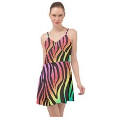 Rainbow Zebra Stripes Summer Time Chiffon Dress