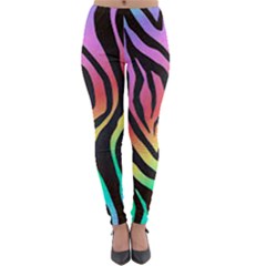 Rainbow Zebra Stripes Lightweight Velour Leggings by nate14shop