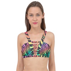 Rainbow Zebra Stripes Cage Up Bikini Top