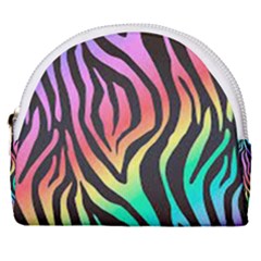 Rainbow Zebra Stripes Horseshoe Style Canvas Pouch by nate14shop