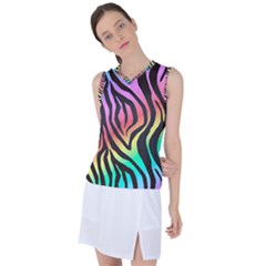 Rainbow Zebra Stripes Women s Sleeveless Sports Top
