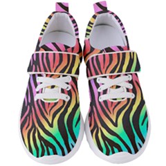 Rainbow Zebra Stripes Women s Velcro Strap Shoes