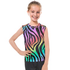 Rainbow Zebra Stripes Kids  Mesh Tank Top