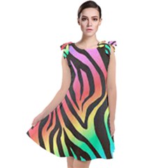 Rainbow Zebra Stripes Tie Up Tunic Dress by nate14shop