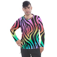 Rainbow Zebra Stripes Men s Pique Long Sleeve Tee