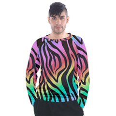 Rainbow Zebra Stripes Men s Long Sleeve Raglan Tee