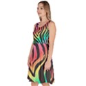 Rainbow Zebra Stripes Knee Length Skater Dress With Pockets View2