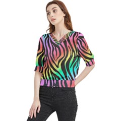 Rainbow Zebra Stripes Quarter Sleeve Blouse