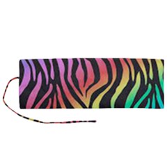 Rainbow Zebra Stripes Roll Up Canvas Pencil Holder (m) by nate14shop