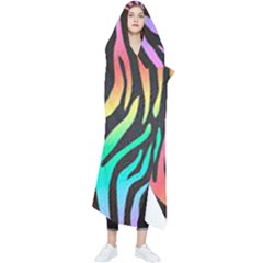 Rainbow Zebra Stripes Wearable Blanket