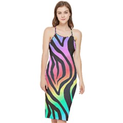 Rainbow Zebra Stripes Bodycon Cross Back Summer Dress