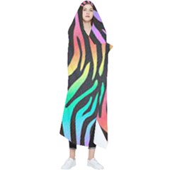Rainbow Zebra Stripes Wearable Blanket by nate14shop