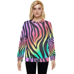 Rainbow Zebra Stripes Hidden Pocket Sweatshirt