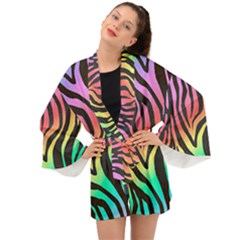 Rainbow Zebra Stripes Long Sleeve Kimono