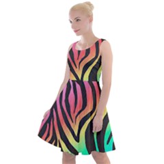 Rainbow Zebra Stripes Knee Length Skater Dress by nate14shop