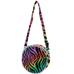 Rainbow Zebra Stripes Crossbody Circle Bag by nate14shop