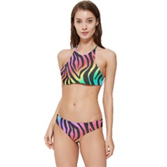 Rainbow Zebra Stripes Banded Triangle Bikini Set by nate14shop