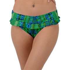 Vines Of Beautiful Flowers On A Painting In Mandala Style Frill Bikini Bottom