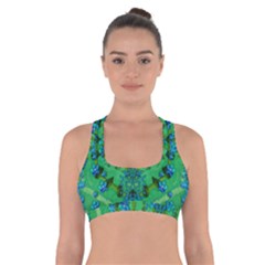 Vines Of Beautiful Flowers On A Painting In Mandala Style Cross Back Sports Bra by pepitasart