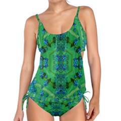 Vines Of Beautiful Flowers On A Painting In Mandala Style Tankini Set by pepitasart