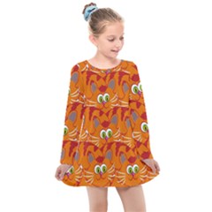 Animals Pet Cats Kids  Long Sleeve Dress by artworkshop