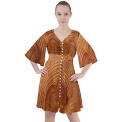 Annual Rings Tree Wood Boho Button Up Dress by artworkshop