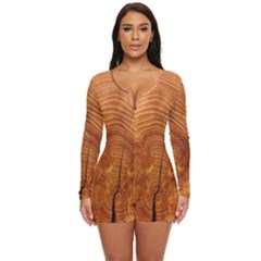 Annual Rings Tree Wood Long Sleeve Boyleg Swimsuit by artworkshop