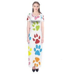 Paw Print Short Sleeve Maxi Dress